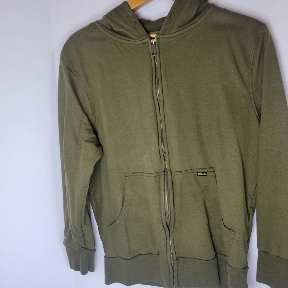 Stanley Mens Full Zip Hoodie Olive Green Thermal Lined Sweatshirt Large